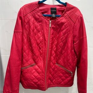 Red pleather moto jacket